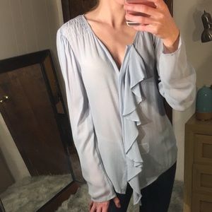 Lovely blue-gray blouse by Anthropologie